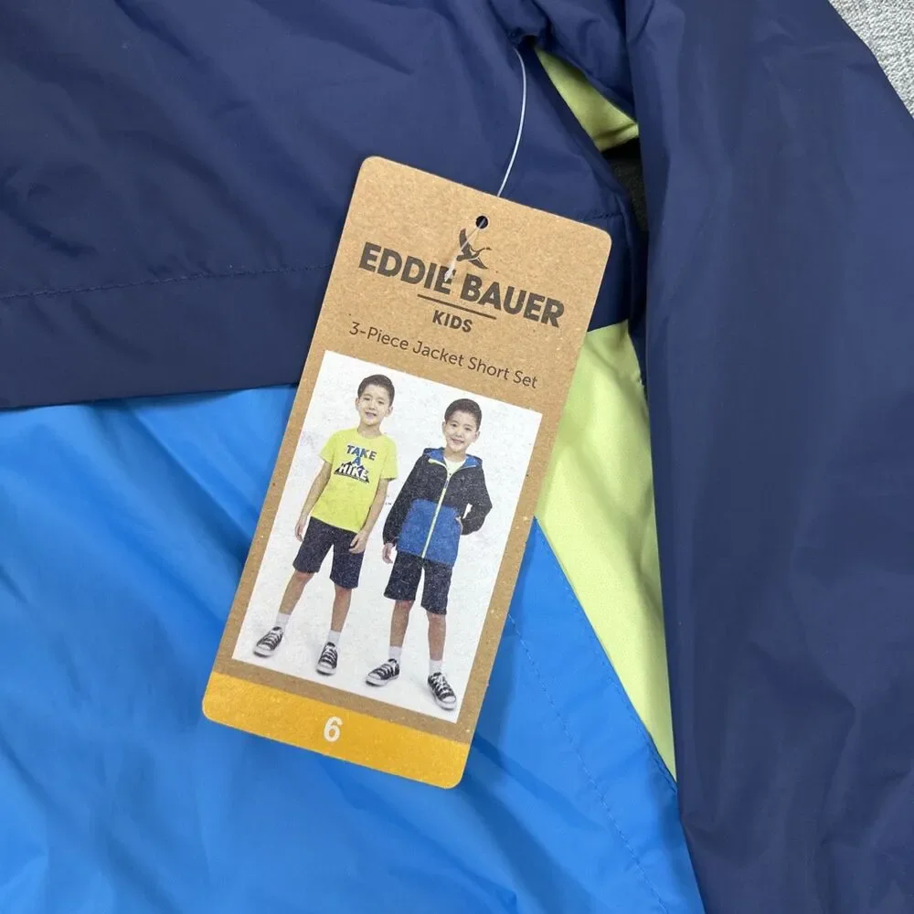 Eddie Bauer Kids 3 PC Jacket, Short , Graphic Tee Set Size 6 Water Resistant
